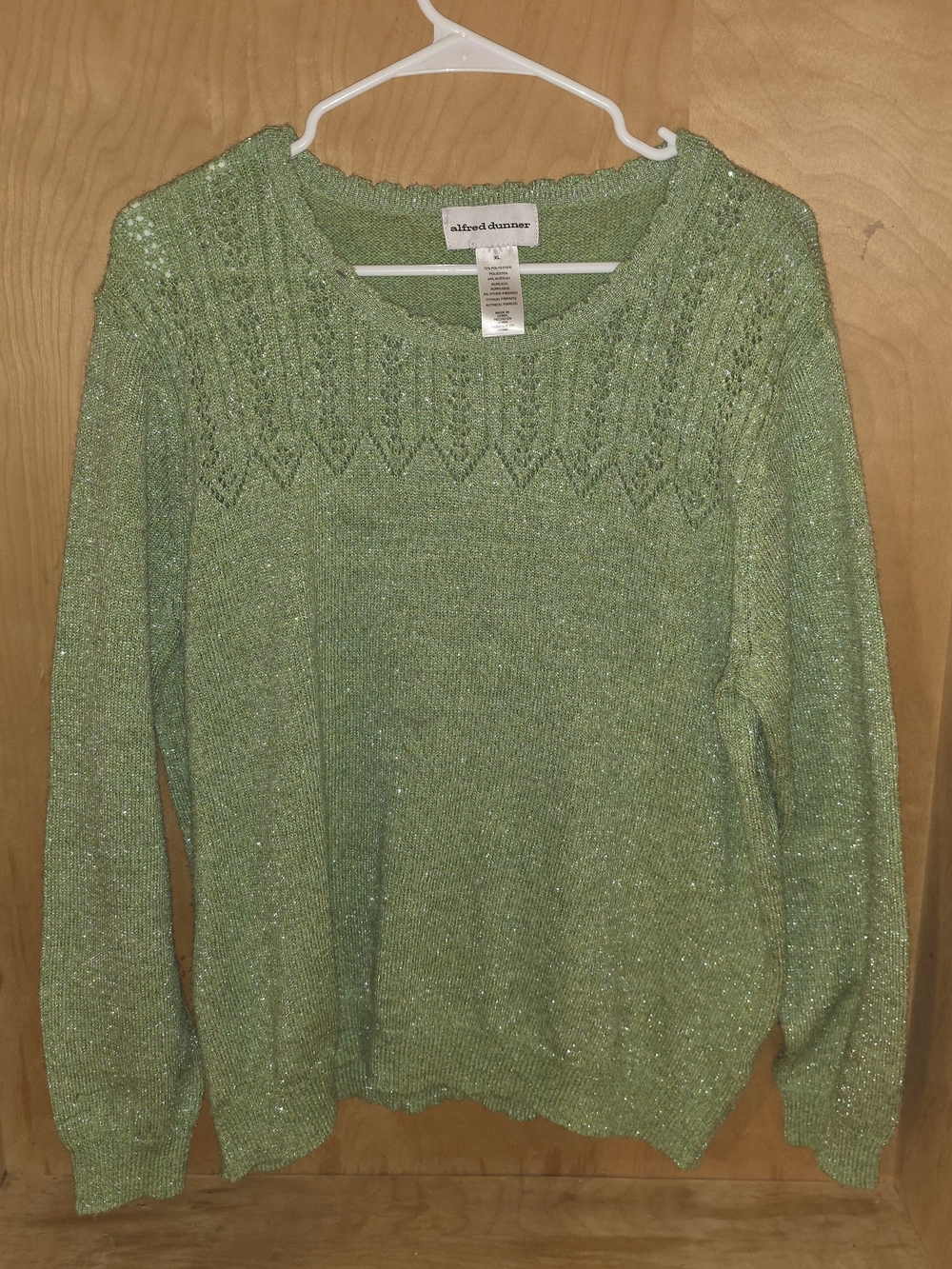 Alfred Dunner Mint Green Metallic Crew Neck Sweater XL - LIKE NEW
